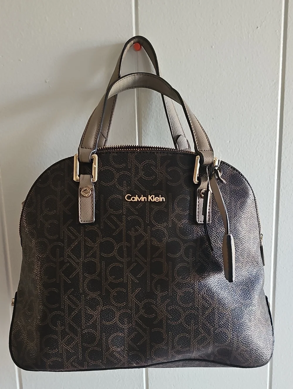 Calvin Klein Dark Brown Monogram Satchel